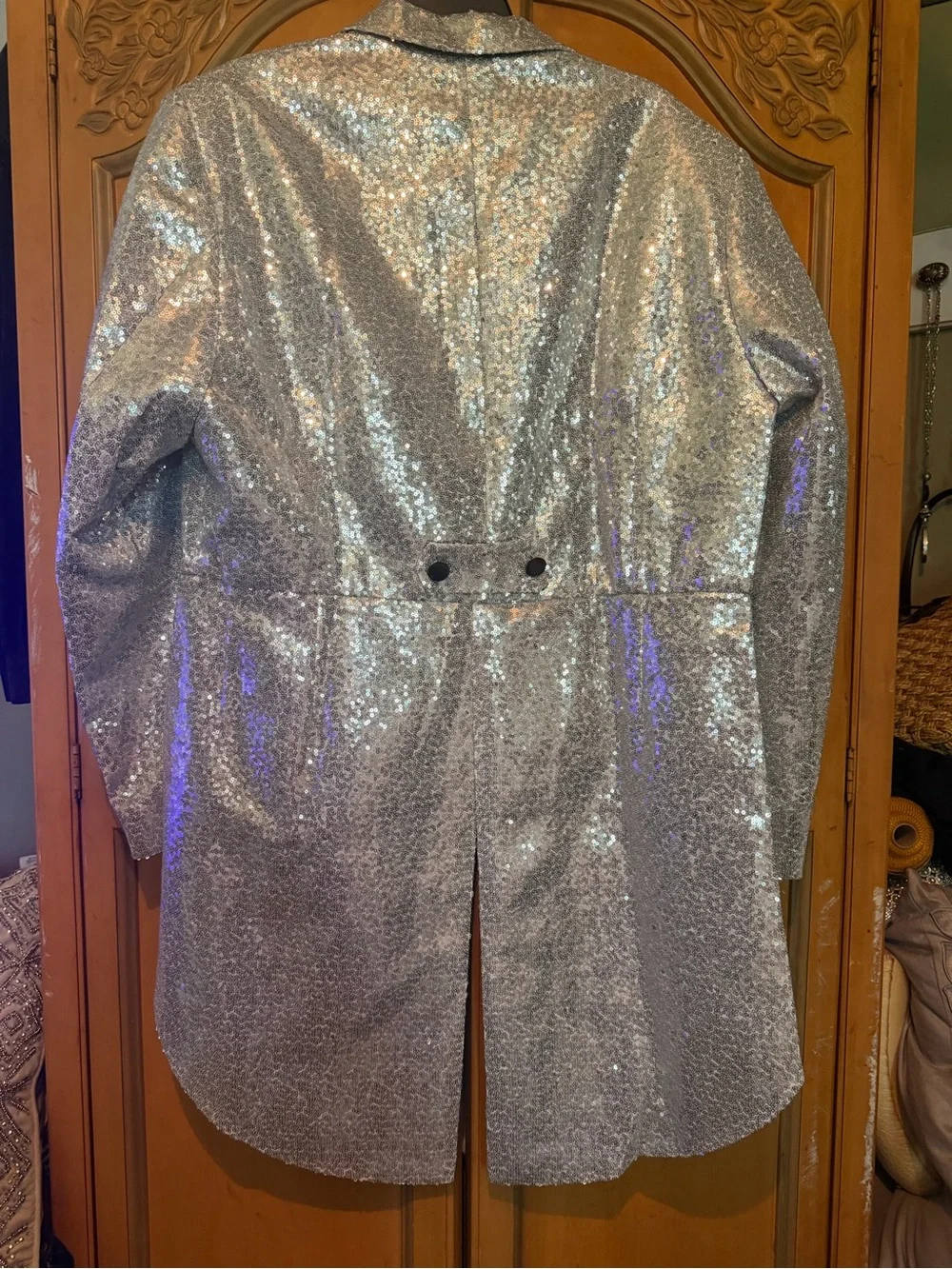 Men's Silver Sequin Tailcoat Blazer - Formal Evening Jacket